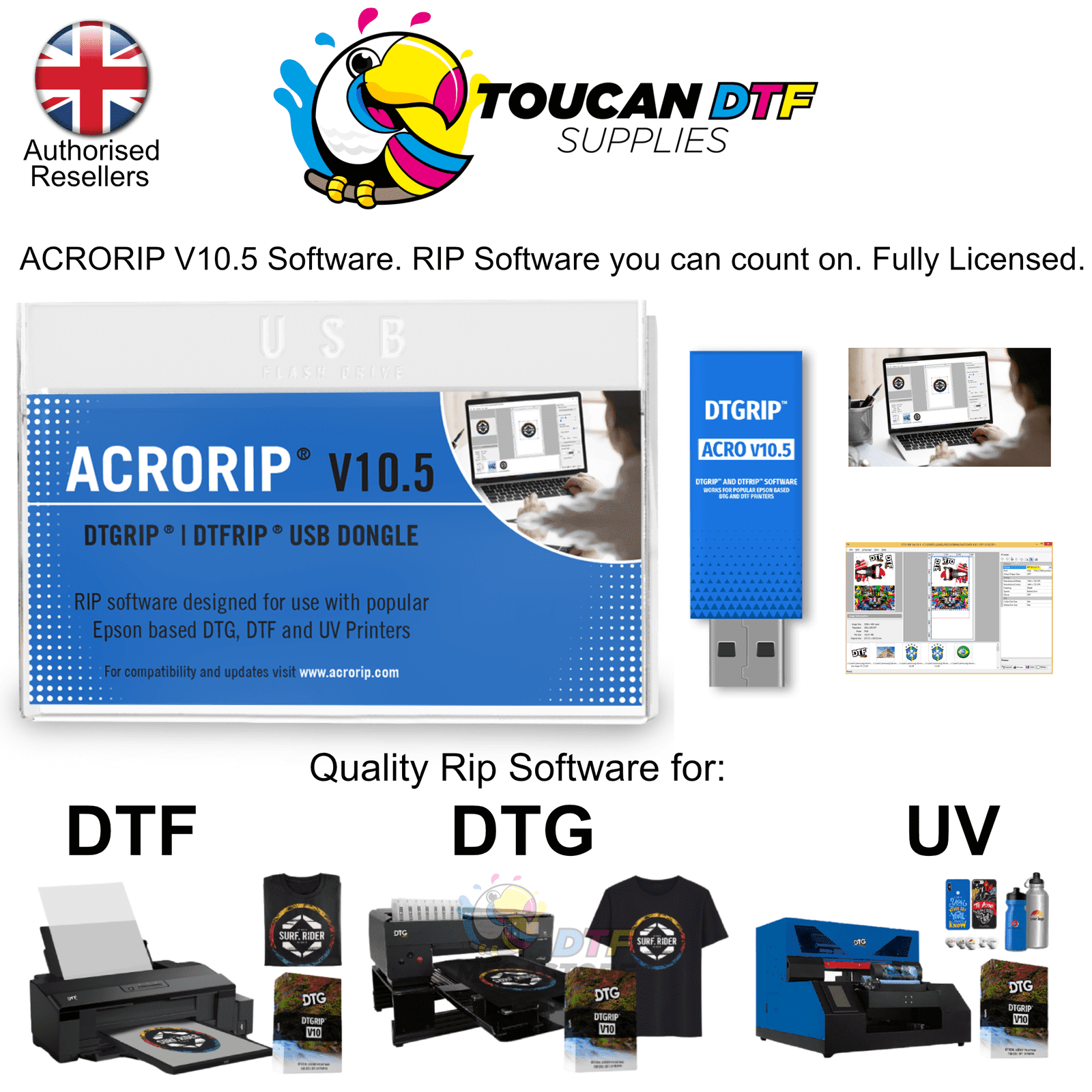 Acrorip V10.5 DTF DTG UV Rip Software. Genuine - DTF Printing Supplies By DTF Megastore®