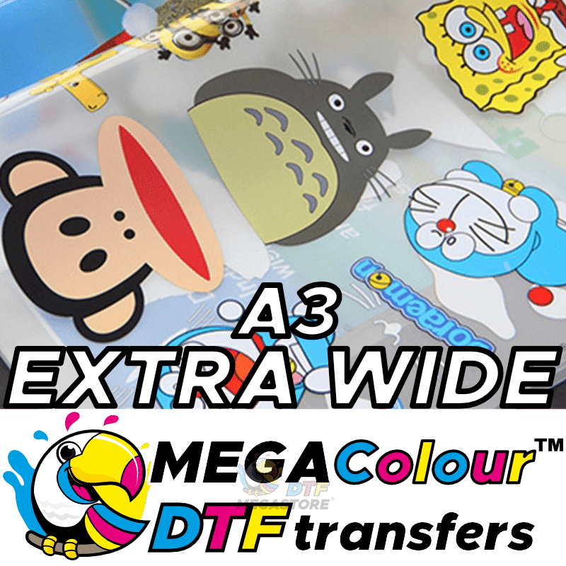 MEGAColour™ DTF Custom Printed Transfers, Ready to press - A3 Extra Wide DTF Transfers - DTF Printing Supplies By DTF Megastore®