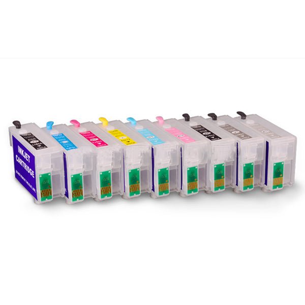 Refillable Ink Cartridges Compatible with Epson P600 Set of 9 - DTF Printing Supplies By DTF Megastore®